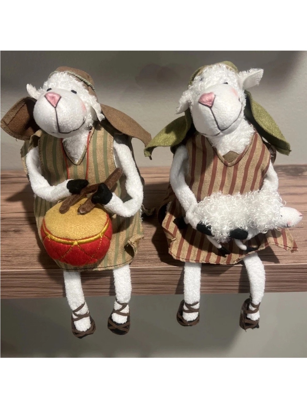 TWO 2005 Hallmark ELI JAKE REALLY WOOLY NATIVITY SHEPHERDS Christmas Sheep Plush
